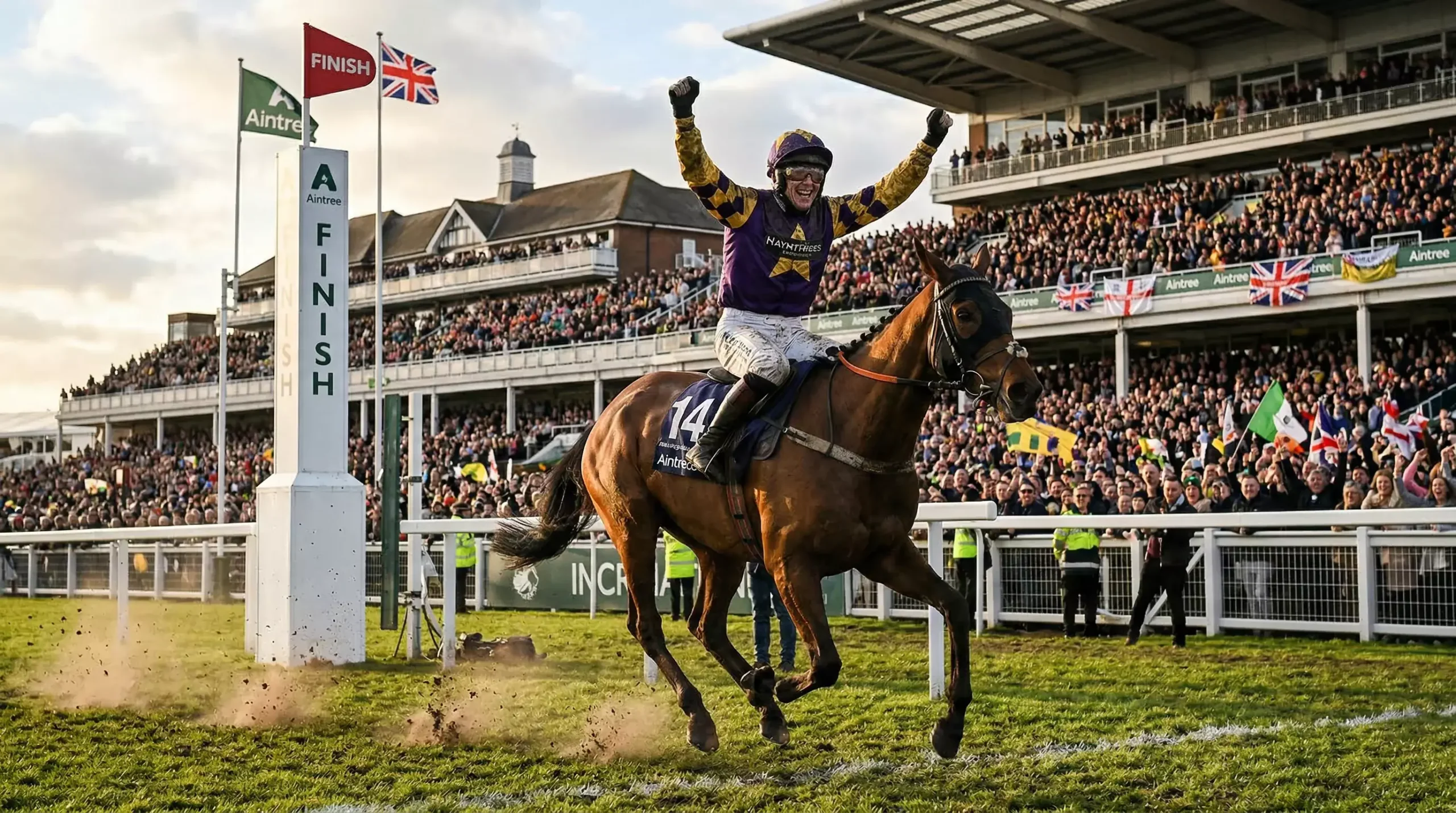Historic Grand National finish at Aintree with a longshot winner
